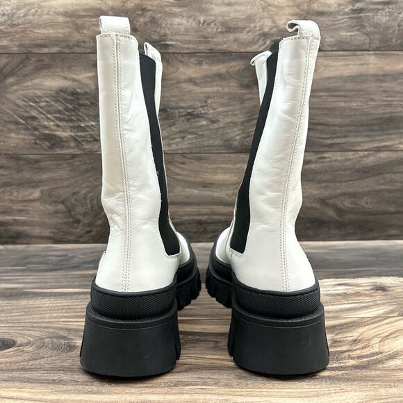 NIB Kenneth Cole 8.5M Maple Lug Sole Platform Combat Chelsea Boot White Leather - Picture 7 of 12